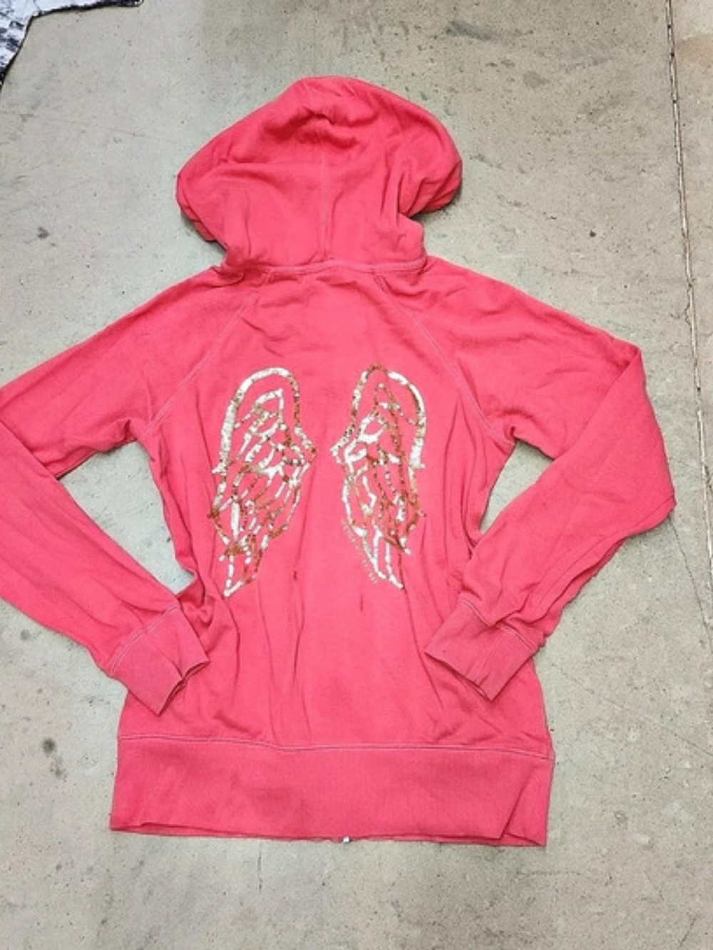Victoria's Secret Supermodel Essentials Sequin Angel Wing Full Zip Hoodie Pink